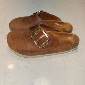 Birkenstock Oiled Leather BASEL Big
Buckle Cognac Antique Brown